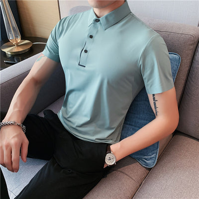 Polo Hombre Ice Silk Transpirable con Cuello Drapeado y Stretch - Image 21
