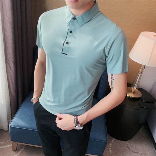 Polo Hombre Ice Silk Transpirable con Cuello Drapeado y Stretch - Image 23