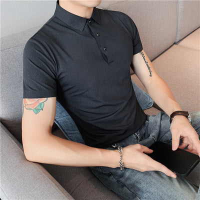 Polo Hombre Ice Silk Transpirable con Cuello Drapeado y Stretch - Image 24