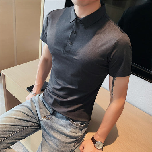 Polo Hombre Ice Silk Transpirable con Cuello Drapeado y Stretch - Image 25