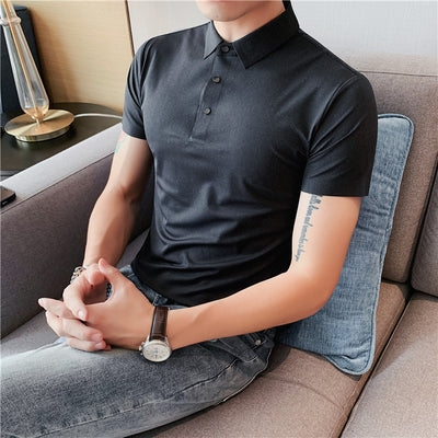 Polo Hombre Ice Silk Transpirable con Cuello Drapeado y Stretch - Image 26