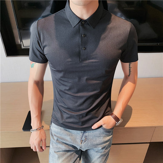 Polo Hombre Ice Silk Transpirable con Cuello Drapeado y Stretch - Image 27