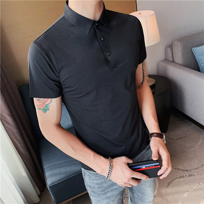 Polo Hombre Ice Silk Transpirable con Cuello Drapeado y Stretch - Image 28