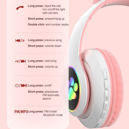 Audífonos Inalámbricos Bluetooth con Orejas de Gato y Luces LED - Image 14