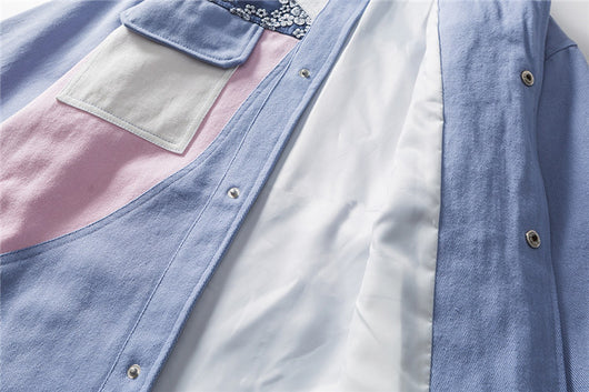Chaqueta de Hombre Costuras Contrastadas Estilo Street Art Urbano - Image 16