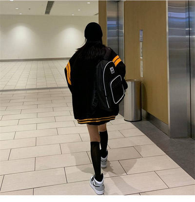 Sudadera Acolchada con Capucha y Cierre de Diseño Japonés Negro - Image 24