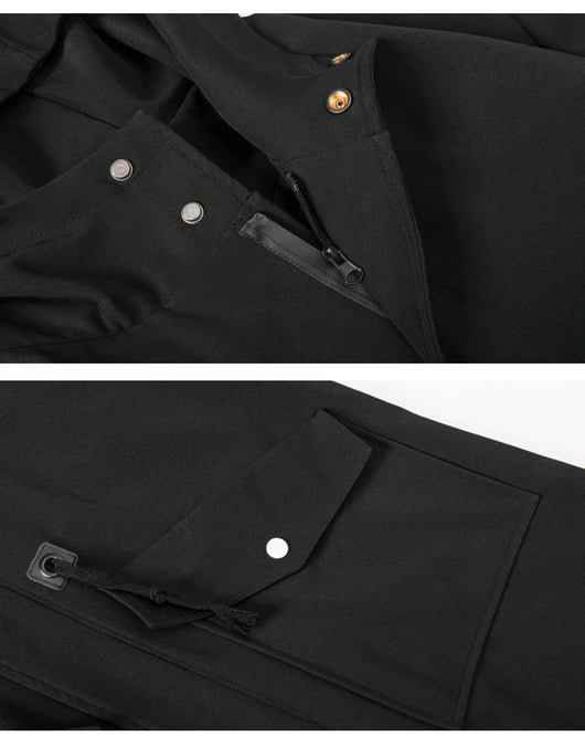 Chamarra Cortaviento Larga con Capucha y Bolsillos Amplios para Hombre - Image 21