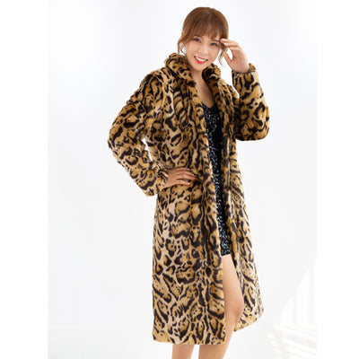 Abrigo Largo de Pelaje de Leopardo Talla Grande - Felpa de Visón Sintético - Image 8