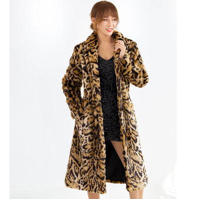 Abrigo Largo de Pelaje de Leopardo Talla Grande - Felpa de Visón Sintético - Image 16