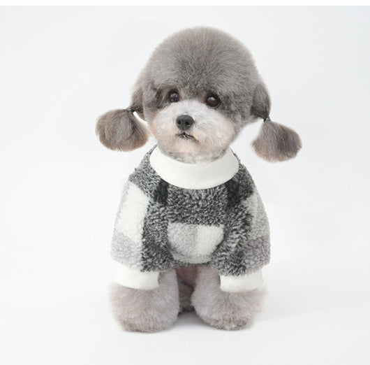 Camisa Cuadriculada Acolchada en Terciopelo para Mascotas - Image 8