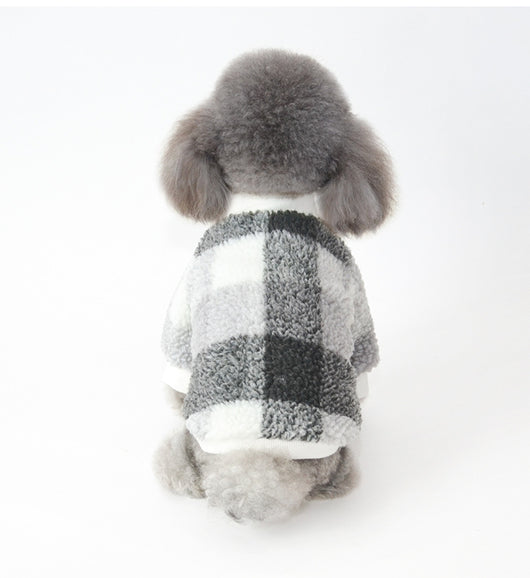 Camisa Cuadriculada Acolchada en Terciopelo para Mascotas - Image 9