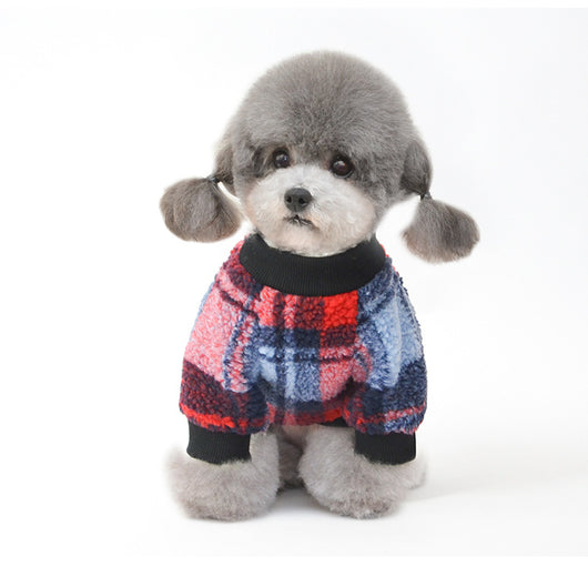 Camisa Cuadriculada Acolchada en Terciopelo para Mascotas - Image 12