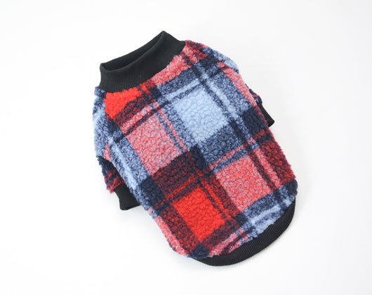 Camisa Cuadriculada Acolchada en Terciopelo para Mascotas - Image 17
