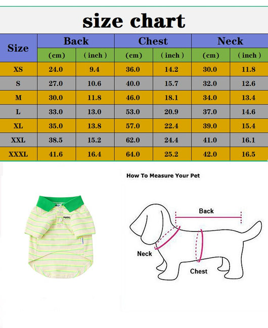 Polo de Algodón Ligero a Rayas Verdes para Mascotas - Ropa de Verano - Image 7