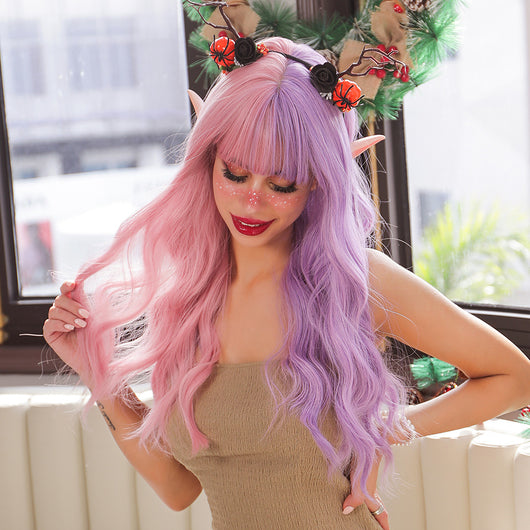 Pelucas Sintéticas Onduladas Largas Rojo y Verde para Cosplay - Image 10