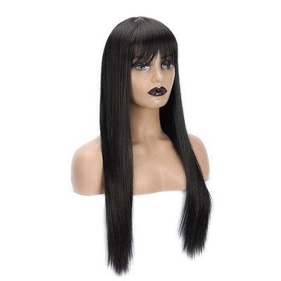 Peluca Larga Negra de Fibra Sintética para Mujer - Cabello Liso y Natural - Image 10
