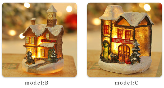 Adorno Navideño Casa de Nieve Luminosa con Resina Brillante - Image 13