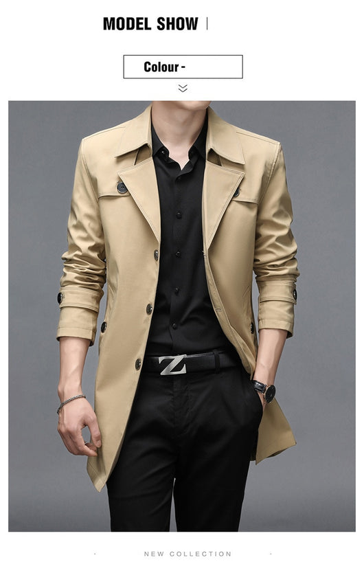 Chaqueta Cortaviento Larga para Hombre - Diseño Clásico Botones Tallas Grandes - Image 8