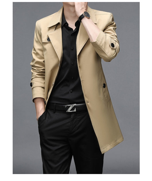 Chaqueta Cortaviento Larga para Hombre - Diseño Clásico Botones Tallas Grandes - Image 9