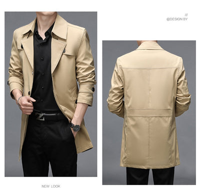 Chaqueta Cortaviento Larga para Hombre - Diseño Clásico Botones Tallas Grandes - Image 10