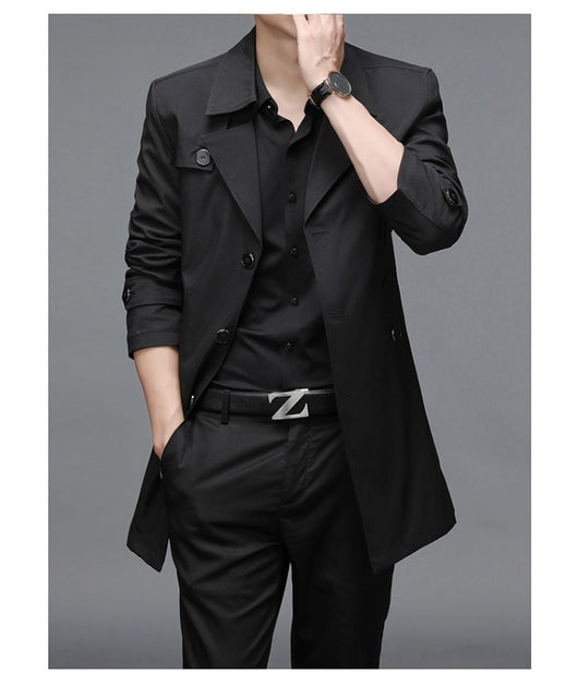 Chaqueta Cortaviento Larga para Hombre - Diseño Clásico Botones Tallas Grandes - Image 12