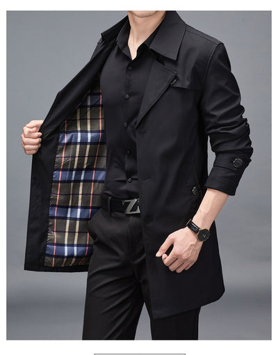 Chaqueta Cortaviento Larga para Hombre - Diseño Clásico Botones Tallas Grandes - Image 14