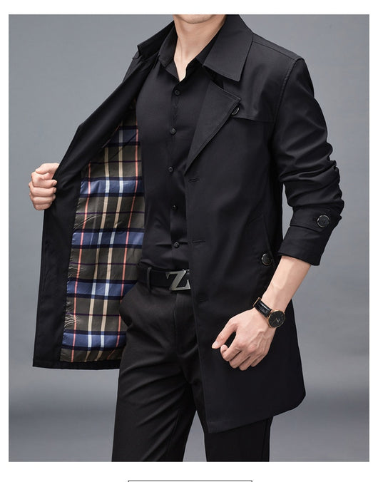 Chaqueta Cortaviento Larga para Hombre - Diseño Clásico Botones Tallas Grandes - Image 14