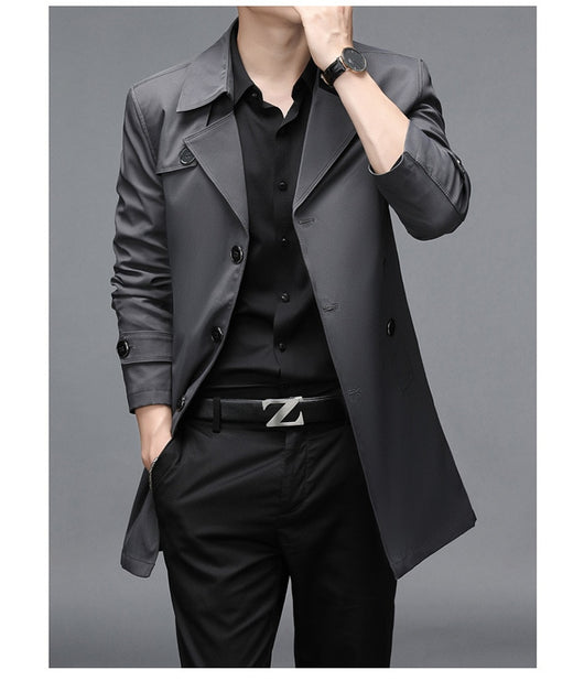 Chaqueta Cortaviento Larga para Hombre - Diseño Clásico Botones Tallas Grandes - Image 15