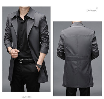 Chaqueta Cortaviento Larga para Hombre - Diseño Clásico Botones Tallas Grandes - Image 16