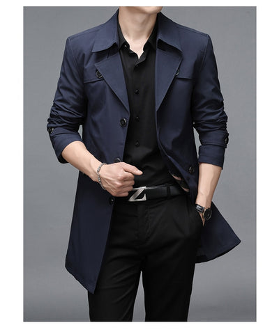 Chaqueta Cortaviento Larga para Hombre - Diseño Clásico Botones Tallas Grandes - Image 17
