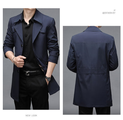 Chaqueta Cortaviento Larga para Hombre - Diseño Clásico Botones Tallas Grandes - Image 18