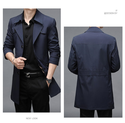 Chaqueta Cortaviento Larga para Hombre - Diseño Clásico Botones Tallas Grandes - Image 18