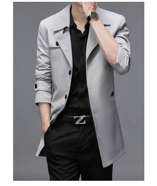 Chaqueta Cortaviento Larga para Hombre - Diseño Clásico Botones Tallas Grandes - Image 19