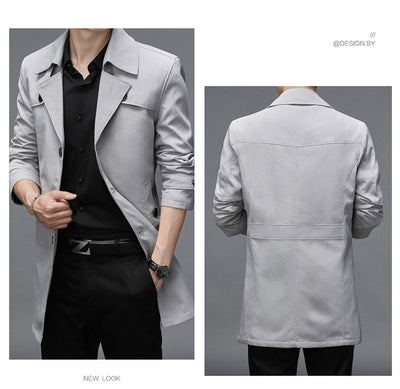 Chaqueta Cortaviento Larga para Hombre - Diseño Clásico Botones Tallas Grandes - Image 20