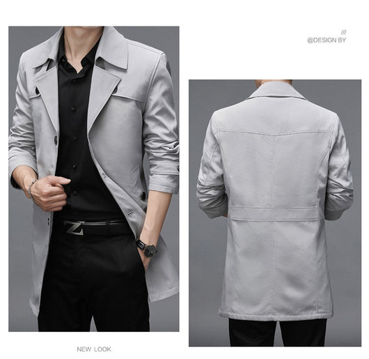Chaqueta Cortaviento Larga para Hombre - Diseño Clásico Botones Tallas Grandes - Image 20
