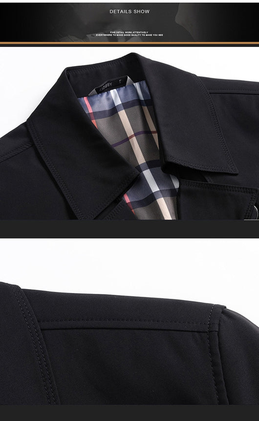 Chaqueta Cortaviento Larga para Hombre - Diseño Clásico Botones Tallas Grandes - Image 21