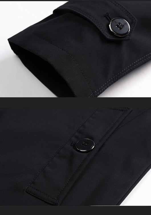 Chaqueta Cortaviento Larga para Hombre - Diseño Clásico Botones Tallas Grandes - Image 22