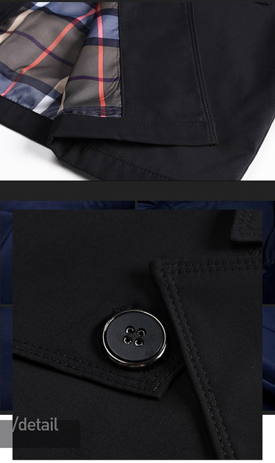 Chaqueta Cortaviento Larga para Hombre - Diseño Clásico Botones Tallas Grandes - Image 23