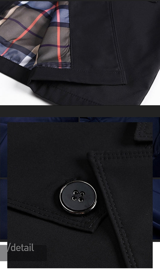 Chaqueta Cortaviento Larga para Hombre - Diseño Clásico Botones Tallas Grandes - Image 23