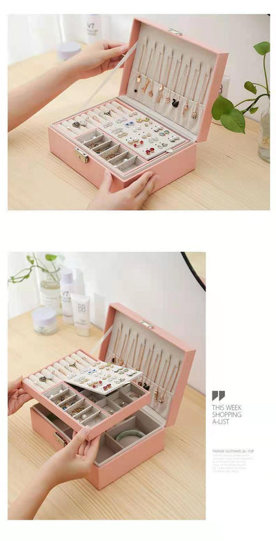 Caja Organizadora de Joyas y Relojes en Cuero PU Doble Capa - Image 14