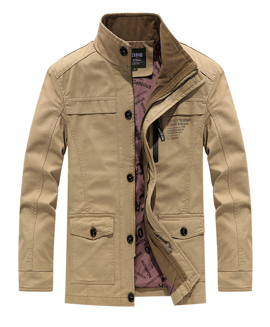 Chaqueta Cortaviento de Algodón Lavado para Hombre - Casual y Versátil - Image 8