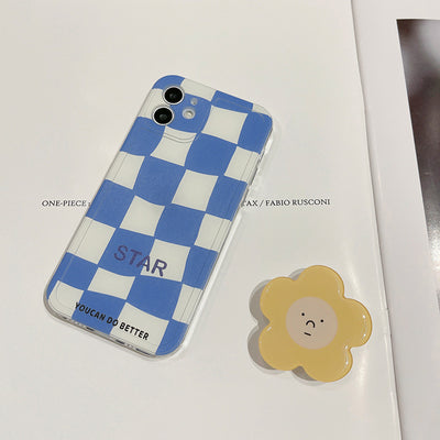 Funda Protectora para iPhone con Diseño Cuadros y Flores Azules - Image 8