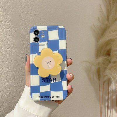 Funda Protectora para iPhone con Diseño Cuadros y Flores Azules - Image 19