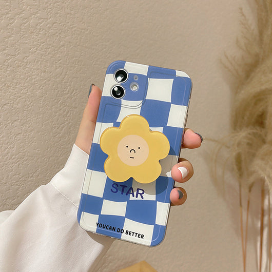 Funda Protectora para iPhone con Diseño Cuadros y Flores Azules - Image 22