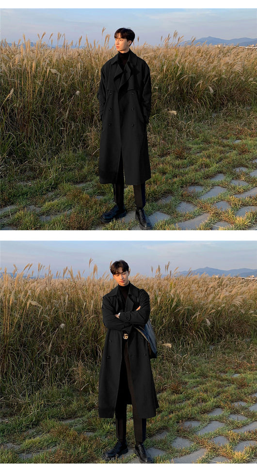 Abrigo Trinchera Doble Botonadura Hombre Primavera Otoño Corte Relajado - Image 12
