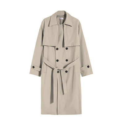 Abrigo Trinchera Doble Botonadura Hombre Primavera Otoño Corte Relajado - Image 15