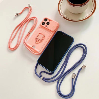 Funda Protectora con Anillo, Correa y Soporte Diagonal para Teléfono - Image 23