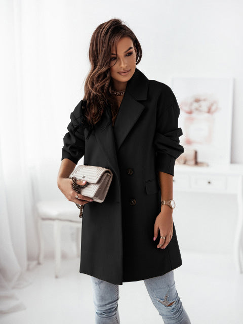 Abrigo de Lana Doble Botonadura con Cuello Tipo Blazer - Image 17