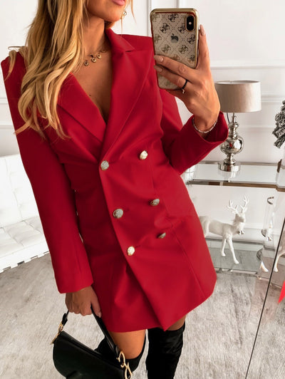 Blazer Doble Botonadura Manga Larga Elegante y Versátil - Image 41