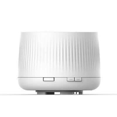 White essential oil aromatherapy machine and ultrasonic humidifier with a ribbed texture and control buttons. - Image 6